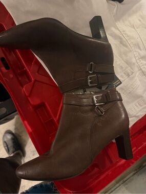 Elegant Brown Buckle Ankle Boots with Block Heel